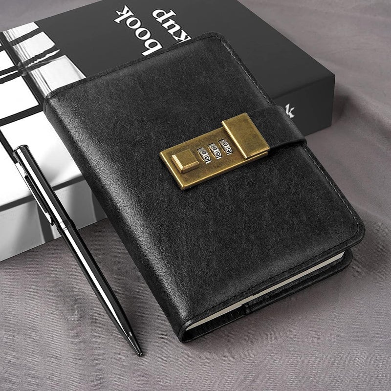 WEMATE Journal with Lock, Diary with Lock, Password Notebook, Pen & Gift Box - Perfect for Men and Women - 4.3X 6.18in Black Keep Your Secrets Safe - Image 2
